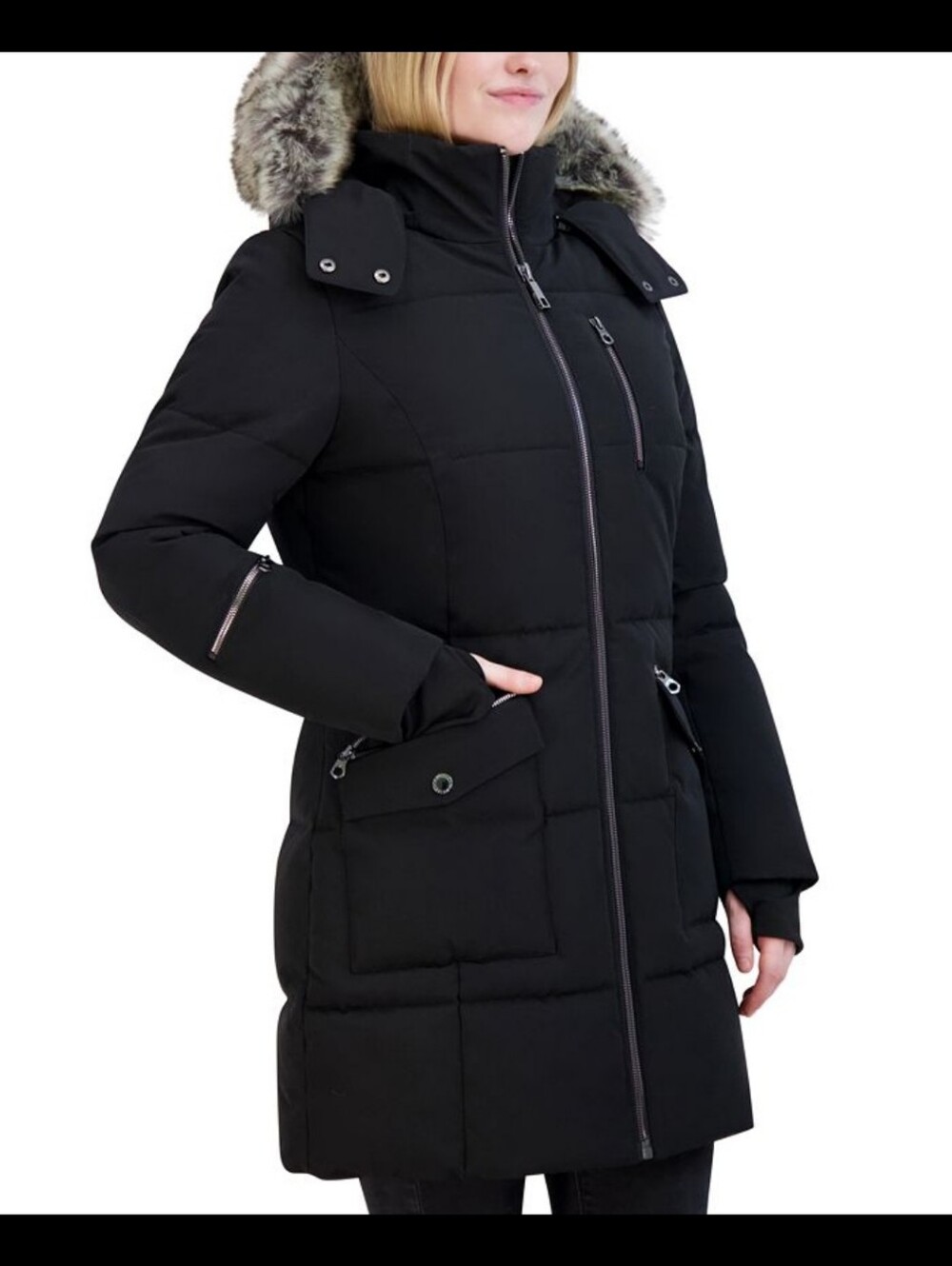 NAUTICA Woman's XL Long Puffer Coat Faux Fur NWOT- Flaw